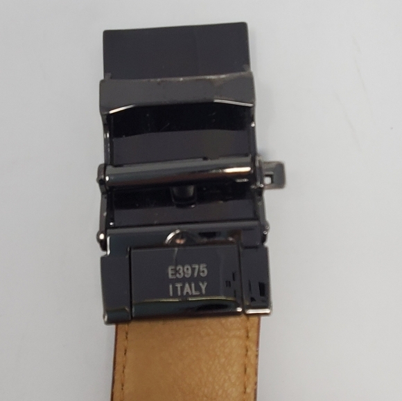 VERA PELLE COGNAC BROWN GENUINE LEATHER BELT ITALY GUNMETAL BUCKLE MEN 44 SLIDE - Picture 7 of 11